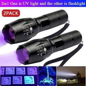 UV Flashlight LED Torch Ultra Violet Black (Quantity: 2 pcs)
