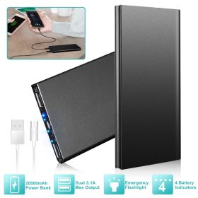 20000mAh Power Bank Ultra-thin (Color: Black)