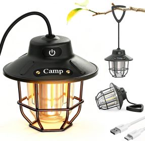 Rechargeable LED Tent Light with 4 Light Modes (Style: Black)