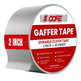 5 Core Gaffers Tape 2 Inch 30 Yards Professional Pro Gaff Tape Non Reflective Water Resistant (SKU: GFF TP GRY)