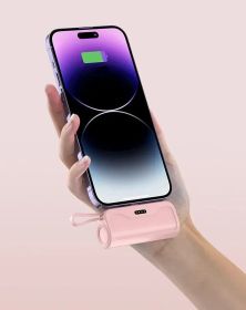 PowerKey â€“ Keychain 2 in 1 Power Bank With Dual Charging Cord (Color: Pink)