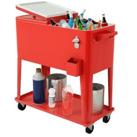 80 Quart Bar Cooler (Color: Red)