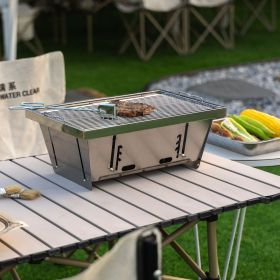 Folded portable BBQ outdoor charcoal barbecue set (Color: as Pic)