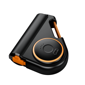 5000mAh Cool Power Bank – Retractable Cable Lightning Type-C with Flashlight (Color: Black)