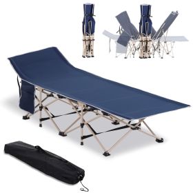 Outsunny Folding Camping Cot for Adults – Portable Sleeping Bed with Carry Bag and Side Pocket (Color: as Pic)