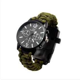 Multi function Survival Bracelet  With LED Light (Color: Green)