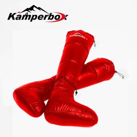 Camping Down Socks Down Boots – Sleeping Bag Socks for Outdoor Camping Sleep (colour: Longsocks Red)