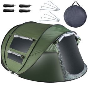 Pop Up Tent Waterproof  with 4 Mosquito Net Windows Carrying Bag for Hiking Climbing Adventure Fishing (Type: Green_5_8Person_Standard)