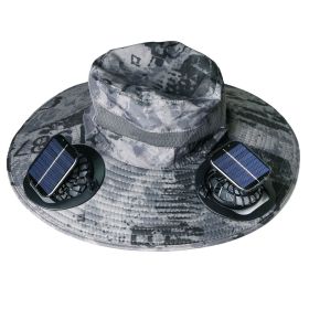 Wide Brim Sun Hat With 2 Solar Rechargeable Fans (Color: Dark Grey Ink)