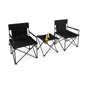 Chairs and Table Set with Carrying Bag (Color: Black)