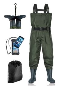 BELLE DURA Fishing Waders – Waterproof Lightweight Nylon Bootfoot Waders for Men and Women (Color: Army Green, size: Men 11 / Women 13)