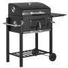 Outsunny Charcoal BBQ Grill – Portable Outdoor Cooker with Side Table and Wheels