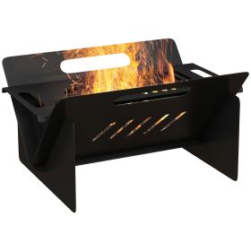 Outsunny 3-In-1 Portable Fire Pit – Wood Burning Firepit Stove Coffee Table (Color: as Pic)