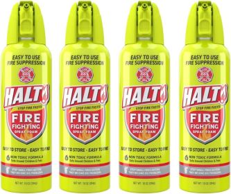 HALT! Handheld Fire Fighting Foam Spray – Compact Emergency Fire Safety (size: 4 Pack)