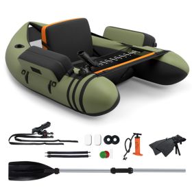 Inflatable Float Tube with Pump Storage Pockets and Fish Ruler (Color: Gray)
