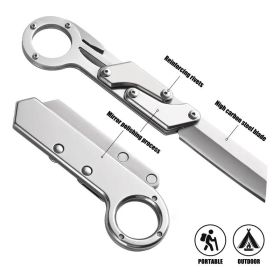 Stainless steel compact folding knife (Color: Silver)