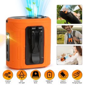 5 In 1 Portable Waist Clip Fan With 5 Speeds (Color: Orange)
