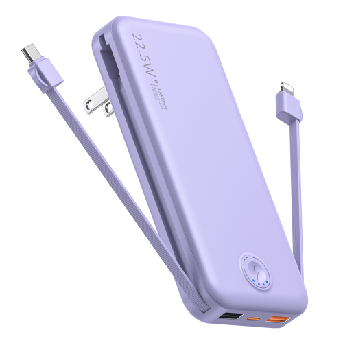Portable Power Bank with Built in Cables Mobile Phone Portable Charger Power Phone Charger Backup Battery for IPhone,Andriod Phone, Galaxy Ect.