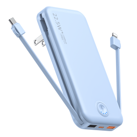 Portable Power Bank with Built in Cables Mobile Phone Portable Charger Power Phone Charger Backup Battery for IPhone,Andriod Phone, Galaxy Ect. (Color: Blue)