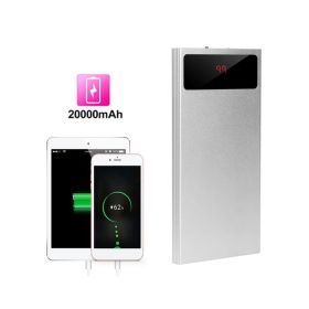 Portable Charger External Battery Pack for IOS & Android Phone (Type: 20000mAh, Color: Silver)