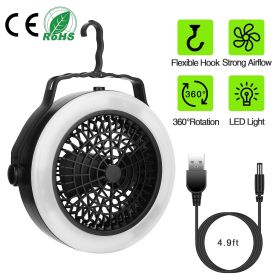 LED Fan 2 in 1 Outdoor Battery/USB Operated Hanging Hook\ (Color: Black & White)