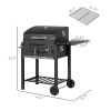 Outsunny Charcoal BBQ Grill – Portable Outdoor Cooker with Side Table and Wheels