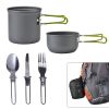 5Pcs Camping Cookware Mess Kit and Carry Mesh Bag for Outdoor Camping Hiking and Picnic