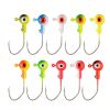 Round Painted Ball Head Jig Hooks Kit – 10PCS Fishing Lures for Bass Trout