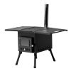 black iron panel with chimney camping stove N001
