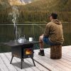 black iron panel with chimney camping stove N001