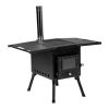 black iron panel with chimney camping stove N001