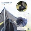 Outsunny 15.4'x15.4'x8.5' Teepee Tent – Waterproof Camping Tent with Porch for 2-3 Persons
